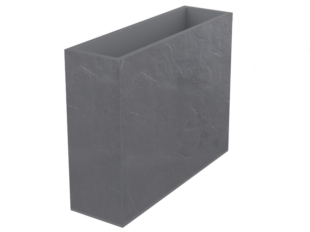 Jardinière rectangulaire volcania effet pierre 63 l gris galet