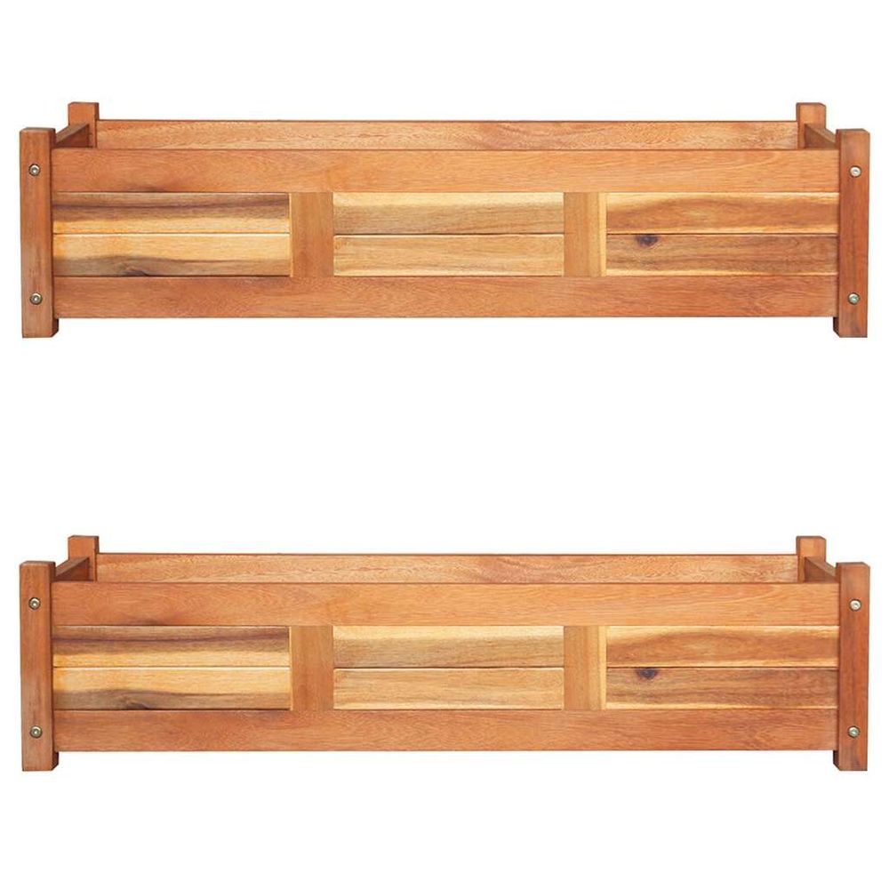 Lits surélevés de jardin 2 pcs bois d'acacia 100x30x25 cm