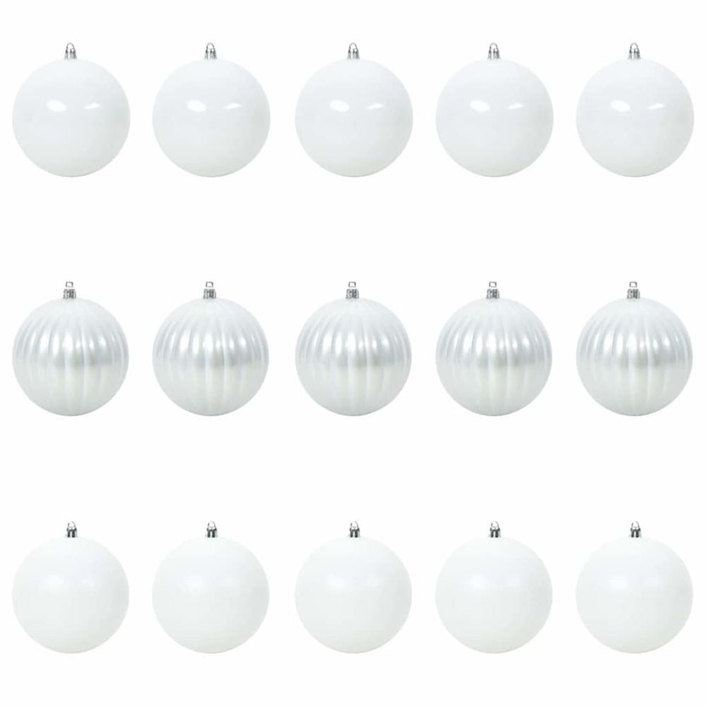 Ensemble de boules de noël xl 15 pc blanc ø 10 cm plastique