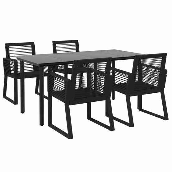 Mobilier à dîner salon de jardin 5 pièces noir rotin pvc