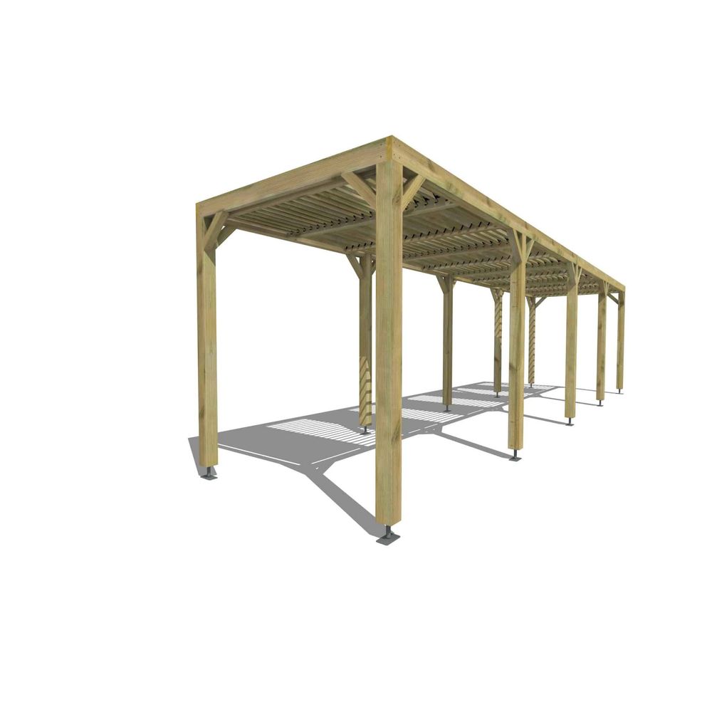 Pergola bois • 10m x 2m • indépendante • sens profondeur • lames orientables bioclimatiques incluses • livraison comprise