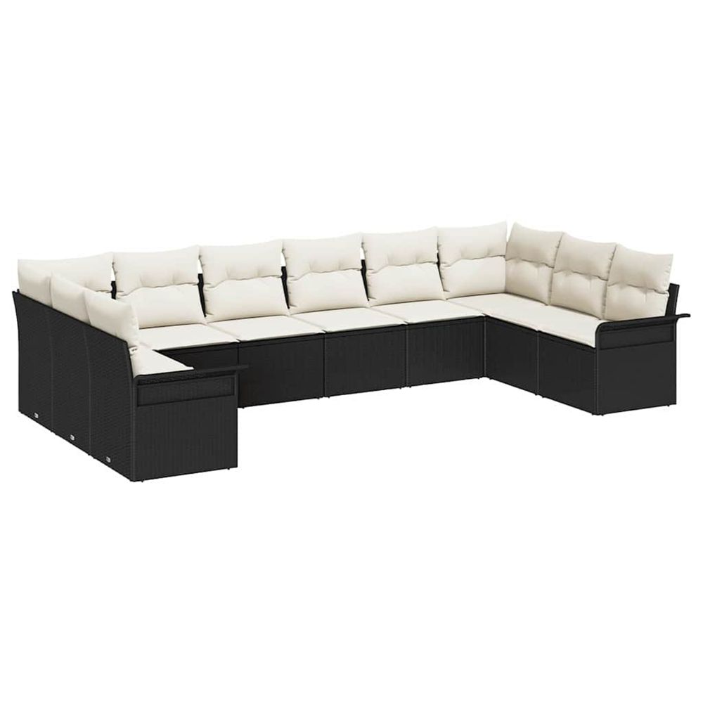 Ensemble de canapé de jardin 10 pc noir polyrotin