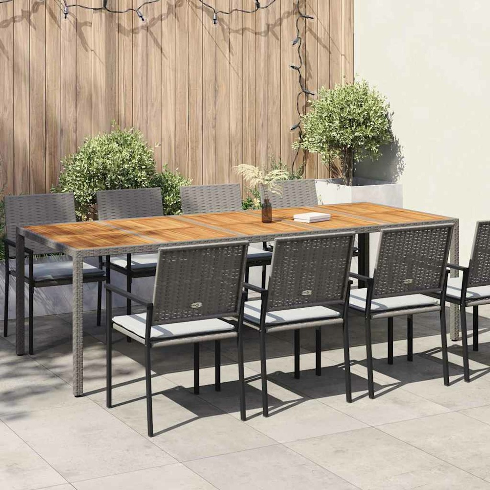 Table de jardin gris 250 x 100 x 75 cm polyrotin
