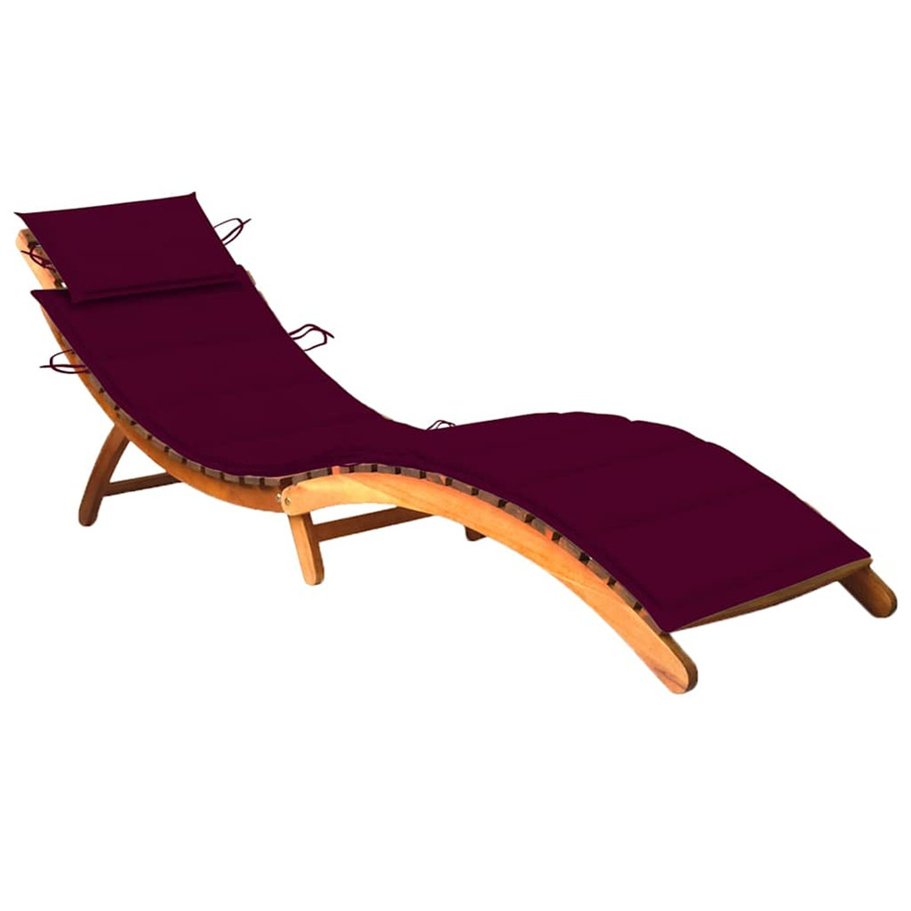 Chaise longue de jardin avec coussin bois d'acacia solide bain de soleil
