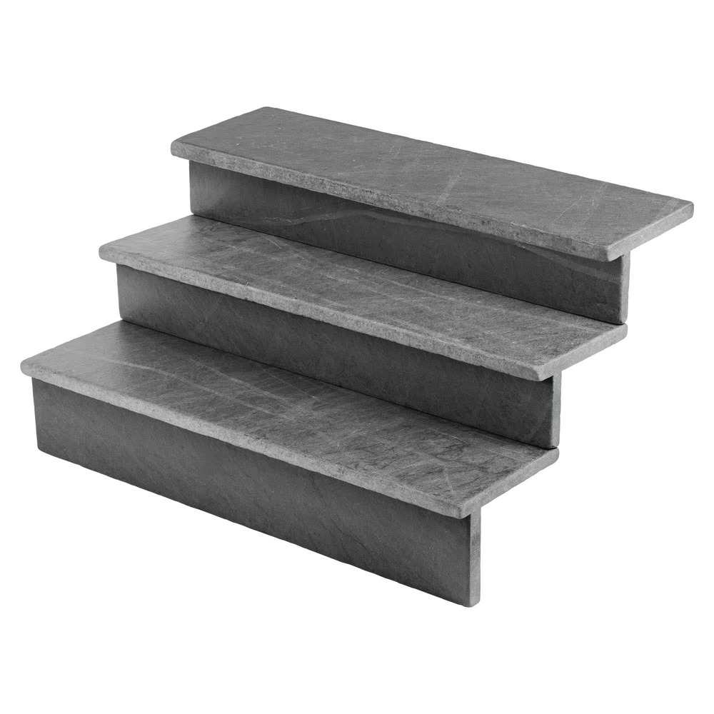 Dessus de marche ardoise noire vieillie 100x30x3 cm bord droit (à l'unité) - ro'ma nature