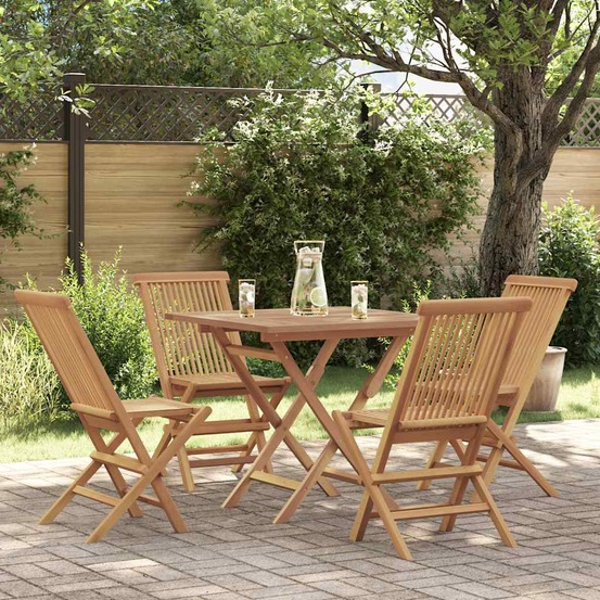 Ensemble à manger de jardin 5 pcs bois de teck massif