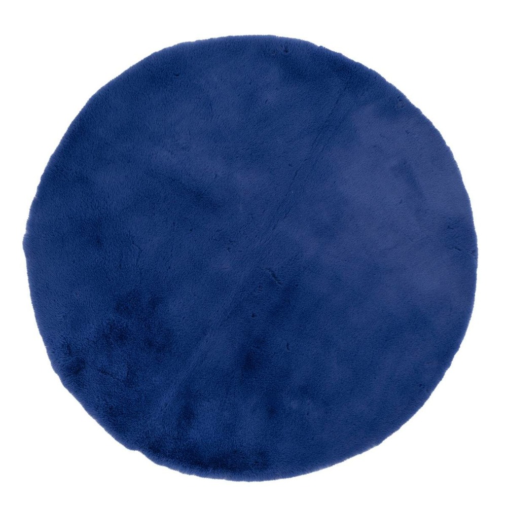 Tapis fausse fourrure couka bleu indigo d80cm