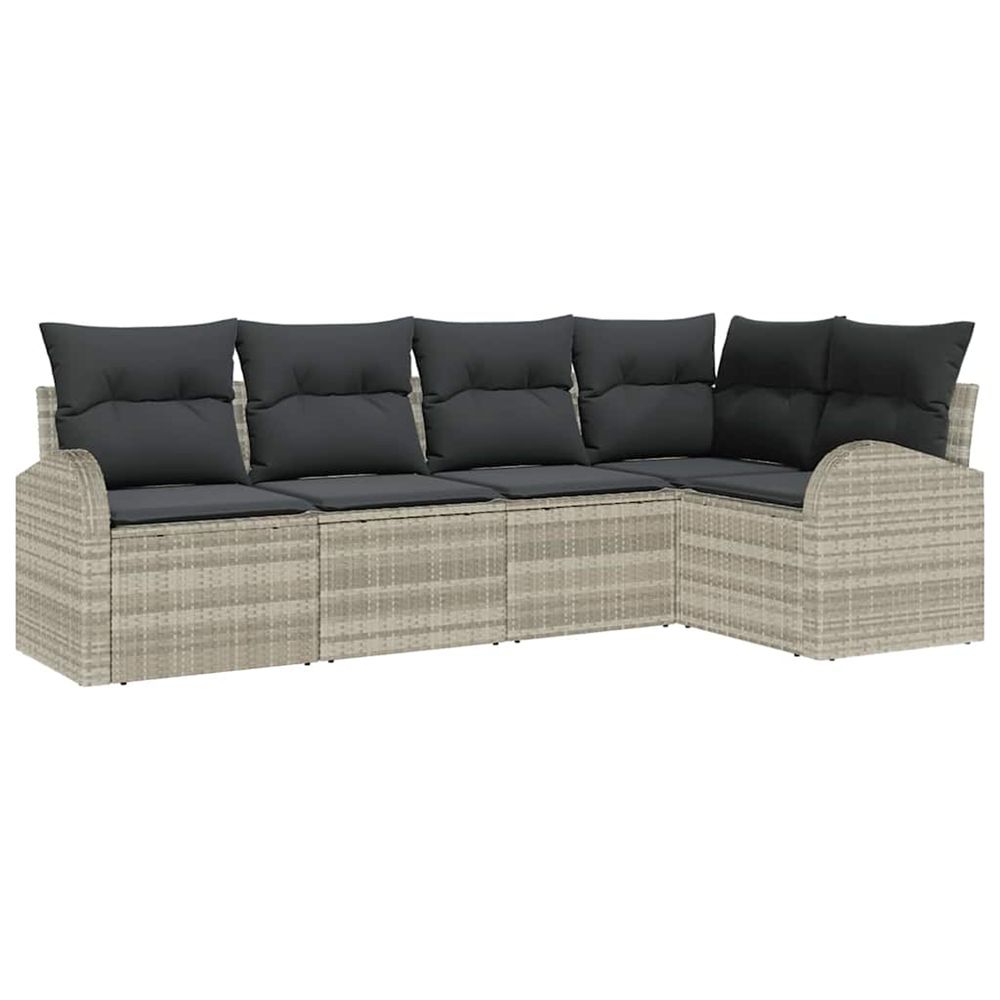 Ensemble de canapé de jardin 5 pc gris clair polyrotin