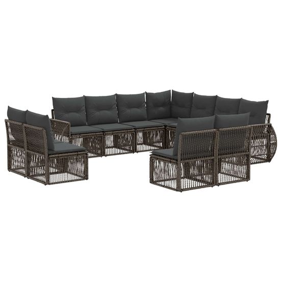 Ensemble de canapé de jardin 11 pc gris et gris foncé polyrotin