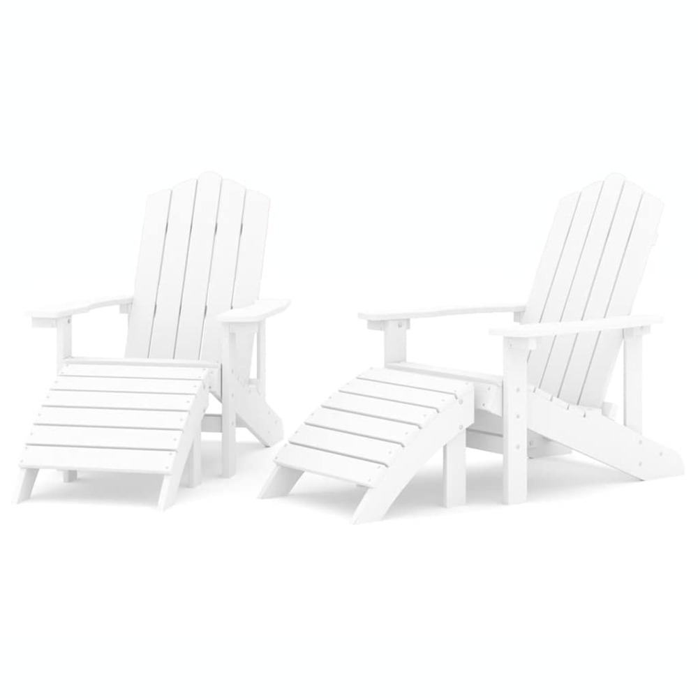Chaises de jardin adirondack lot de 2 repose-pieds pehd blanc