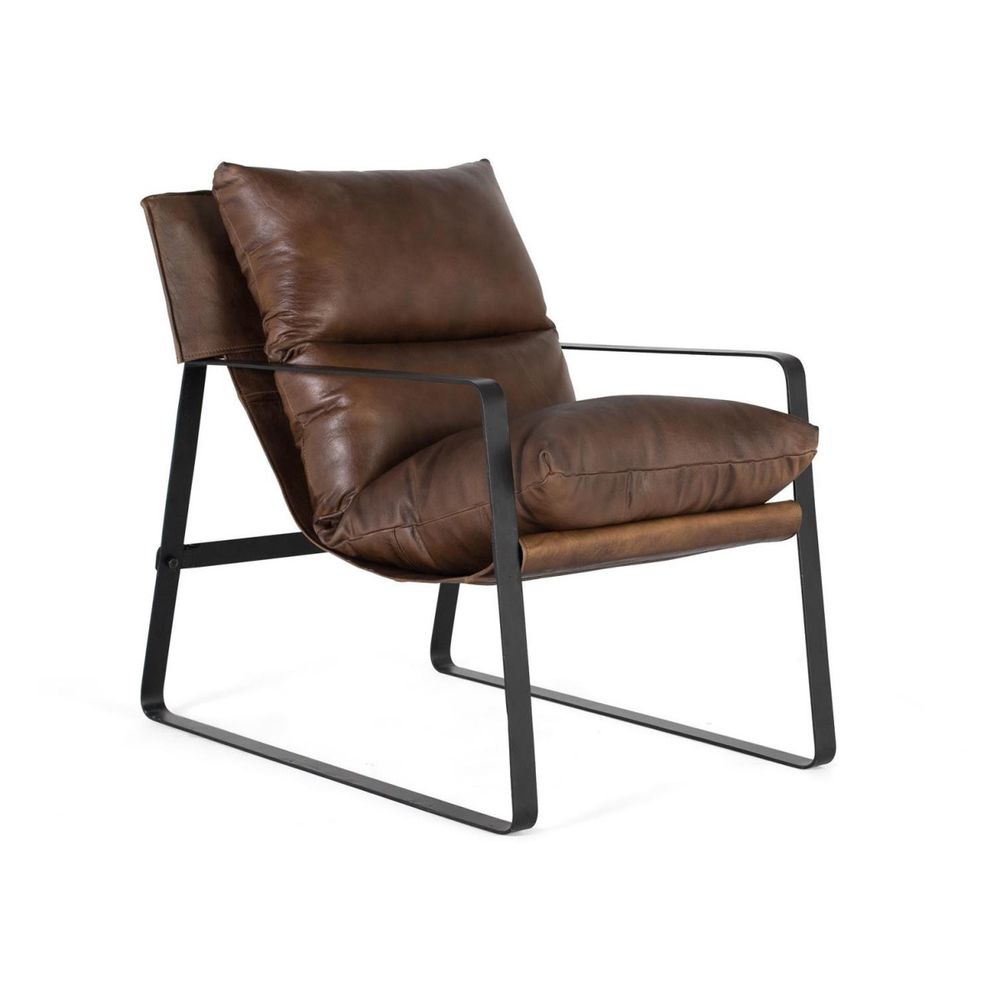 Fauteuil cuir marron - décoration d'autrefois