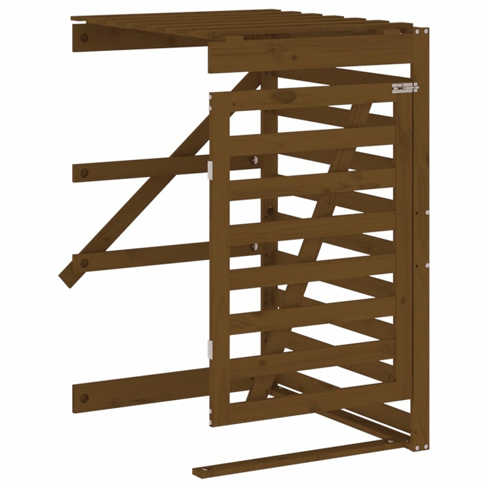 Extension d'abri de poubelle sur roulettes brun miel bois pin