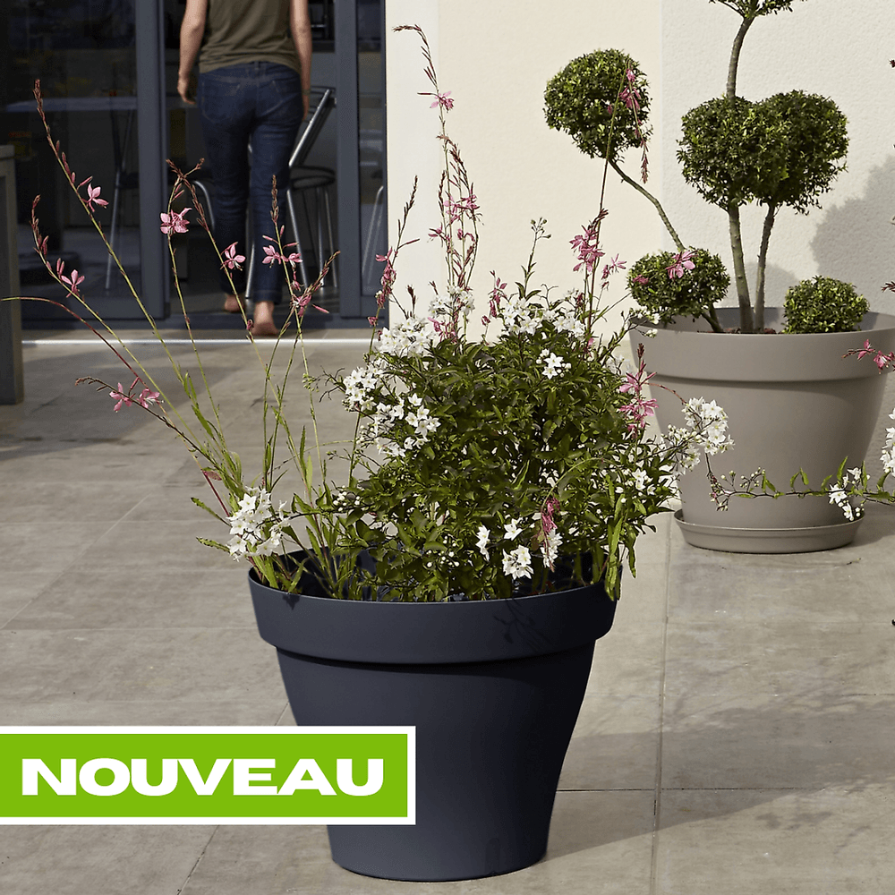 Pot rond capri - gris anthracite