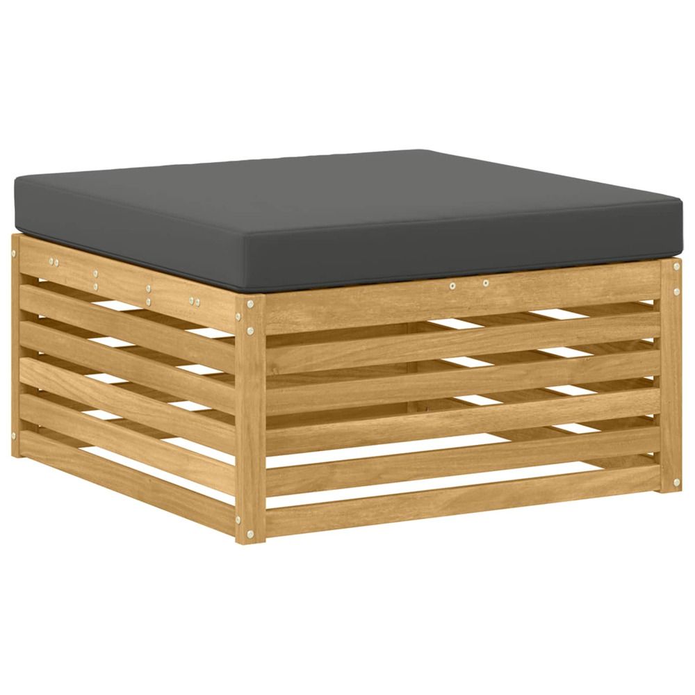 Pouf d'extérieur bois d'acacia massif blanc