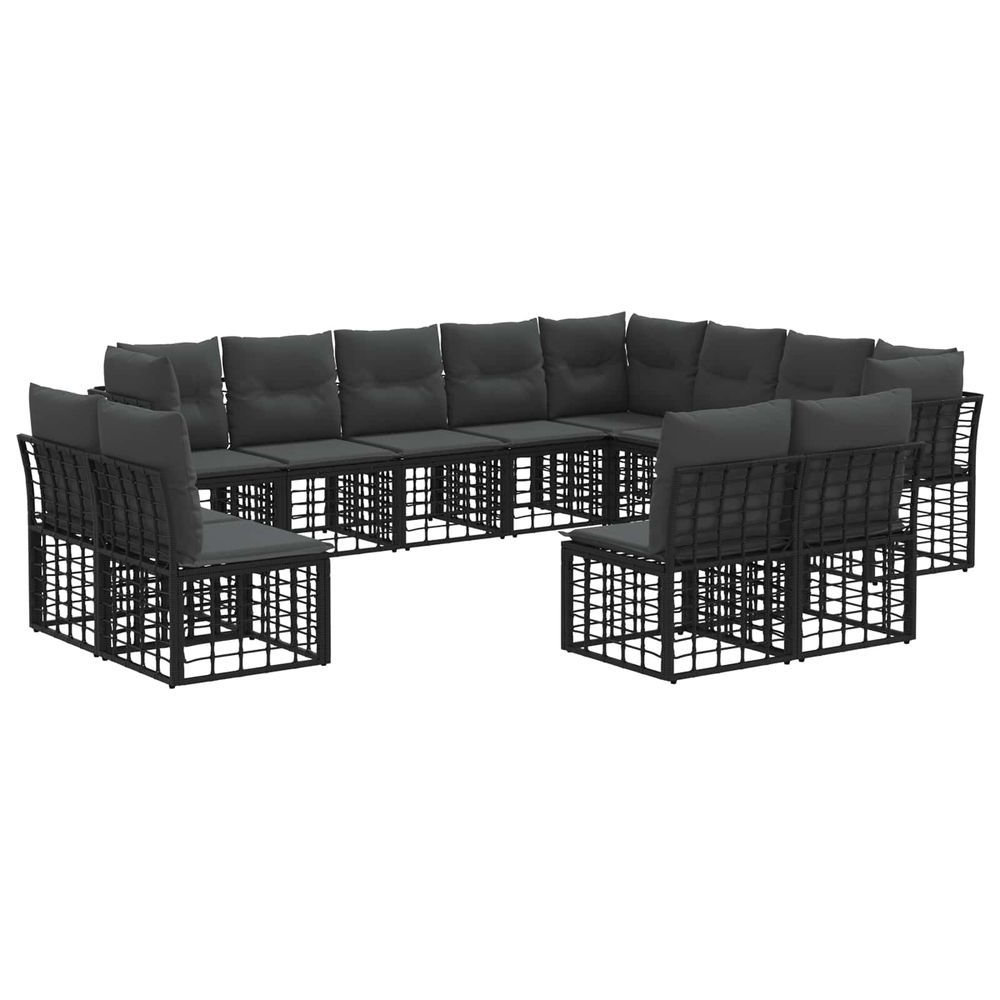 Ensemble de canapés d'extérieur noir et gris foncé polyester