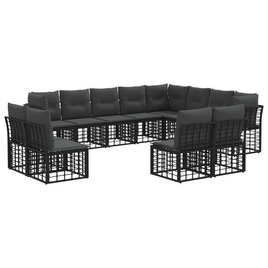Ensemble de canapés d'extérieur noir et gris foncé polyester