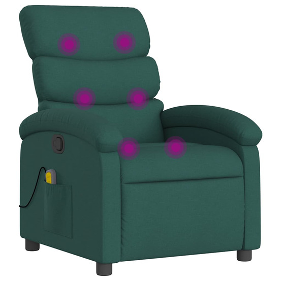 Fauteuil de massage inclinable vert foncé tissu