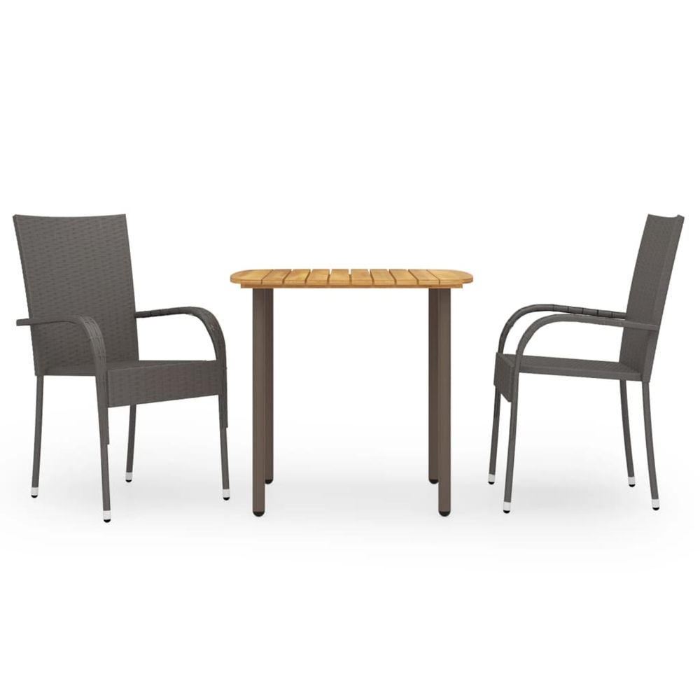 Ensemble à manger de jardin 3pcs résine tressée marron