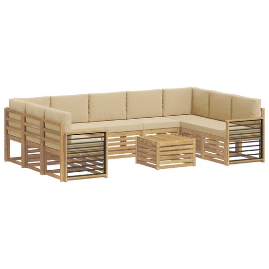 Ensemble de canapés d'extérieur 10 pc blanc et beige polyester