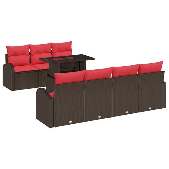 Ensemble de canapé de jardin 8 pc marron poly rotin