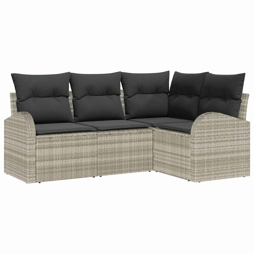 Ensemble de canapé de jardin 4 pc gris clair polyrotin