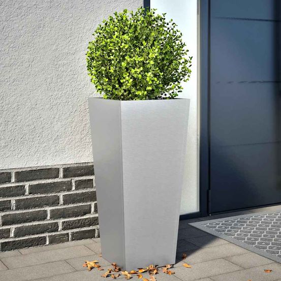 Lot de 2 jardinières hautes en acier galvanisé 75 cm pour extérieur