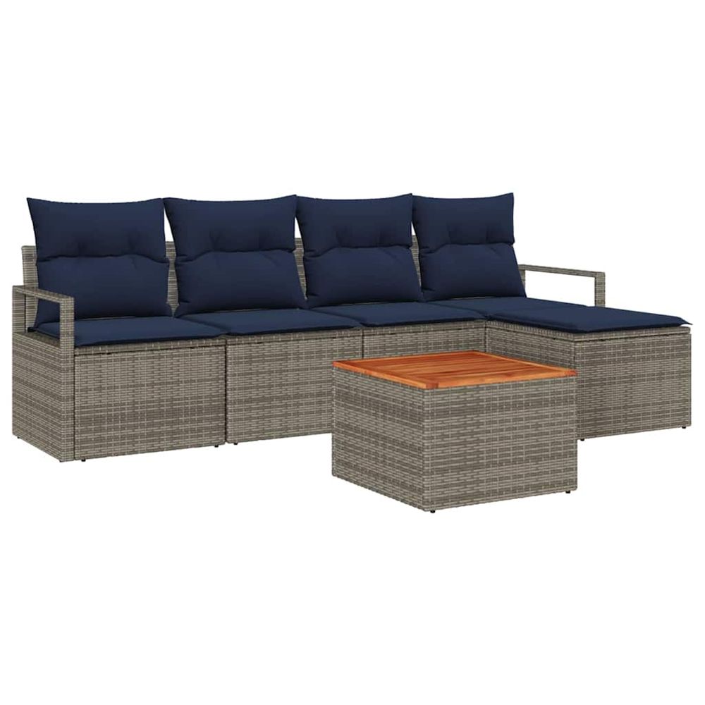 Ensemble de canapé de jardin 6 pc gris polyrotin