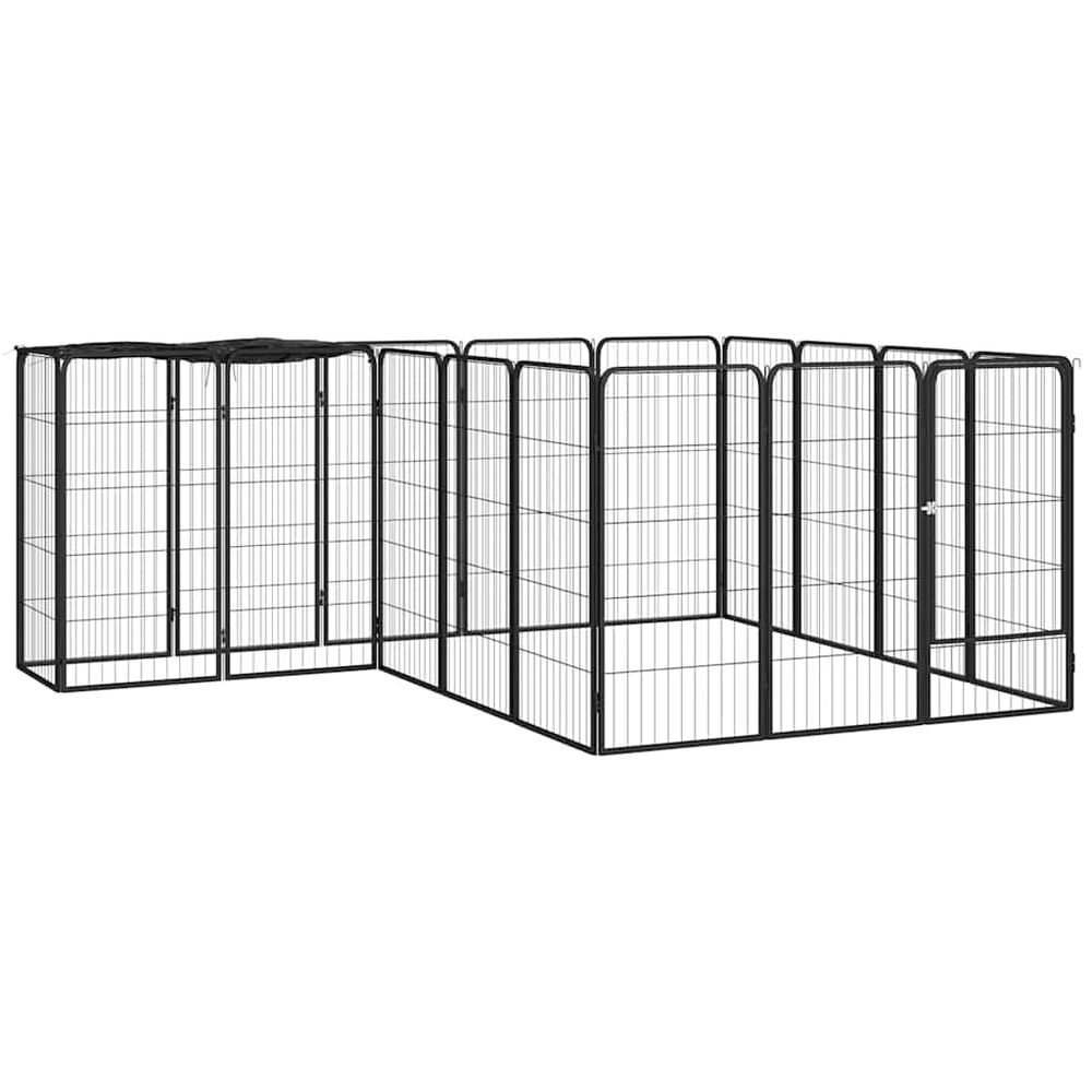 Parc chiot acier 18 panneaux enclos jardin noir 250cm