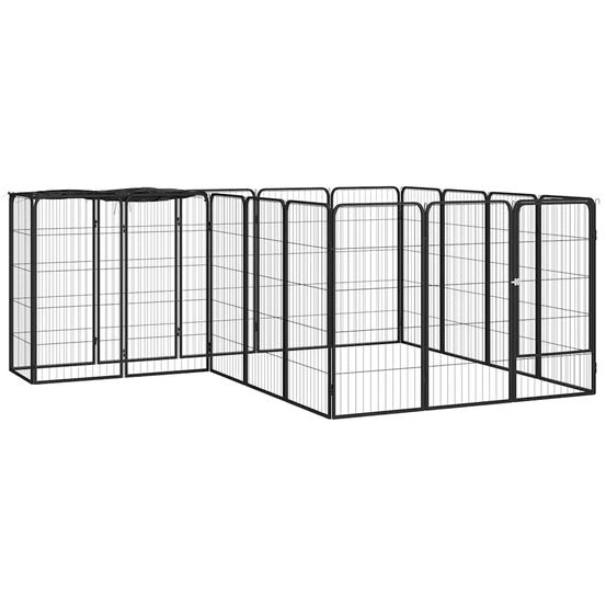 Parc chiot acier 18 panneaux enclos jardin noir 250cm