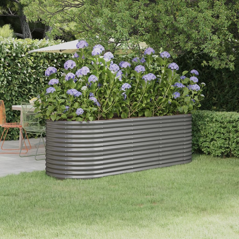 Lit surélevé de jardin acier galvanisé 224x80x68 cm gris