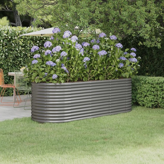 Lit surélevé de jardin acier galvanisé 224x80x68 cm gris