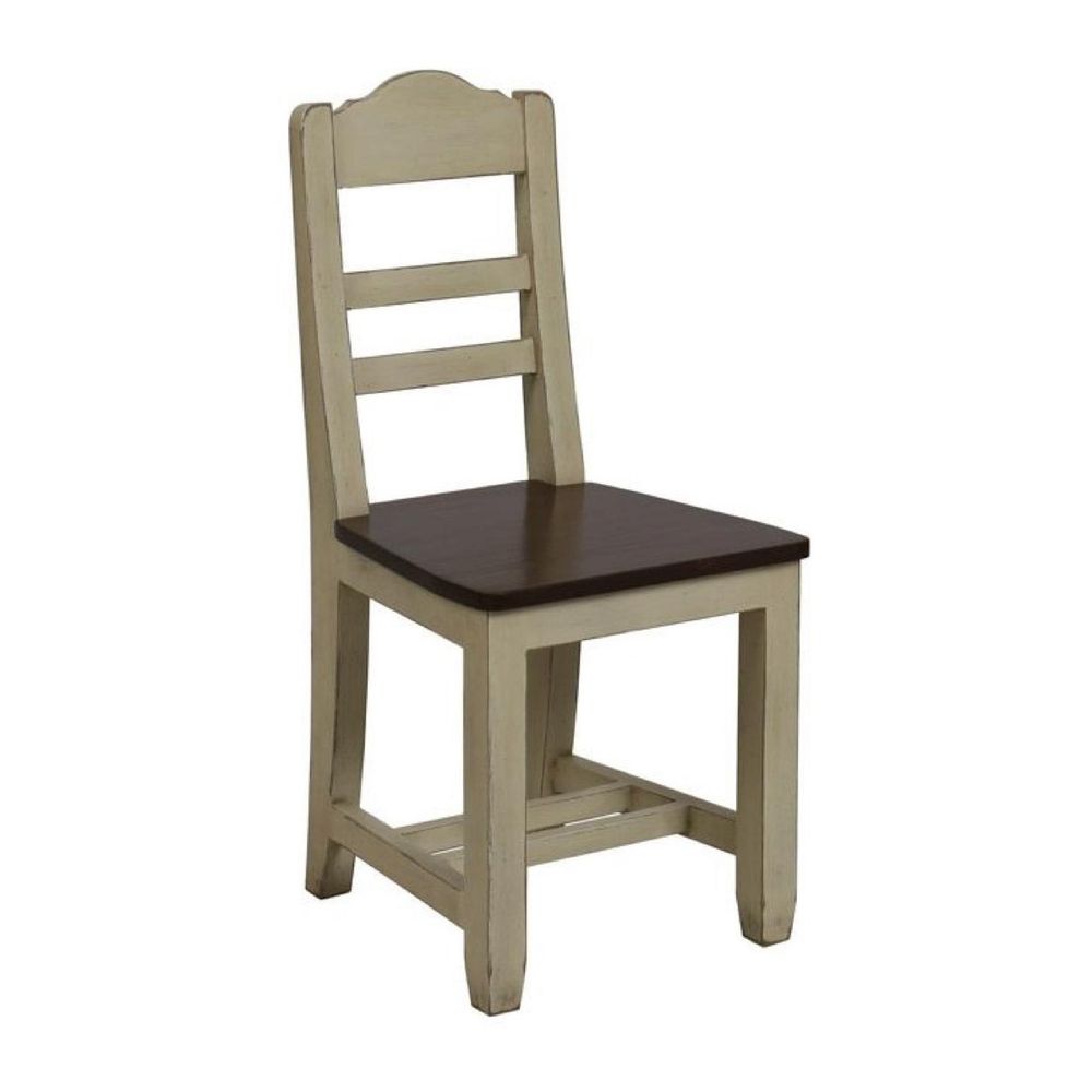 Lot de 2 chaises campagne bois beige - brocante interior's