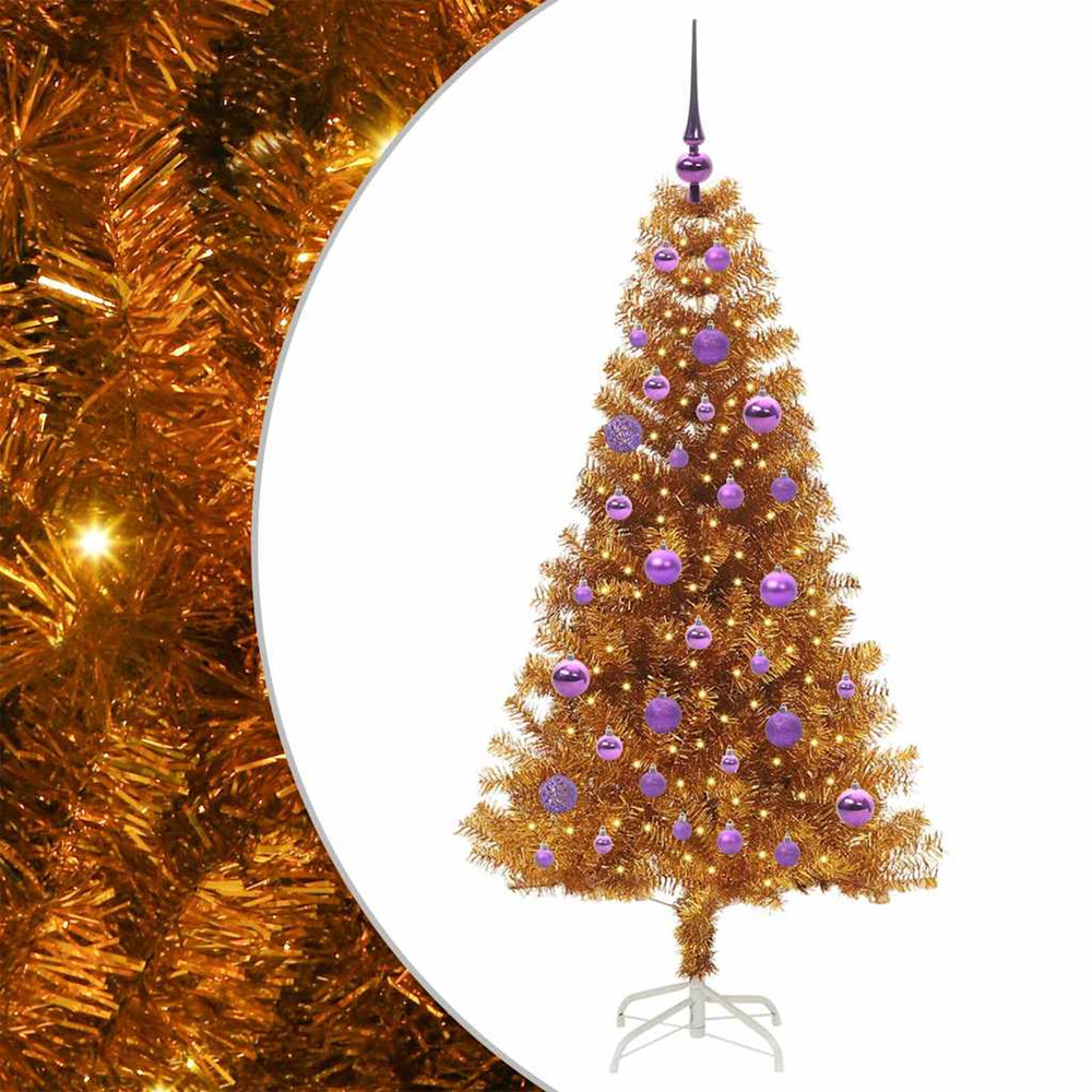 Sapin de noël avec 150 led avec support doré 150 cm pet