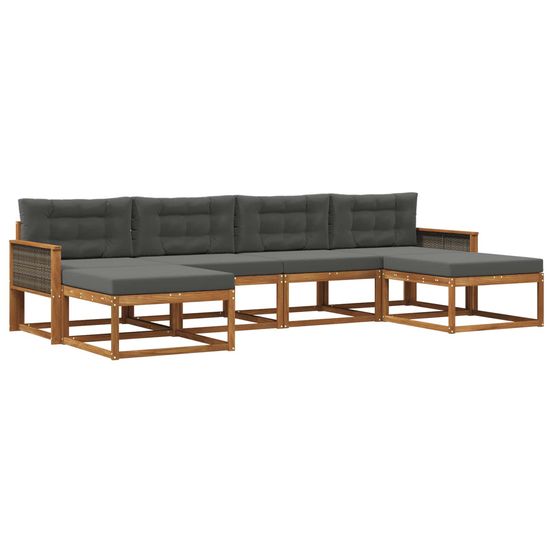 Ensemble de canapés d'extérieur 6 pc naturel et anthracite