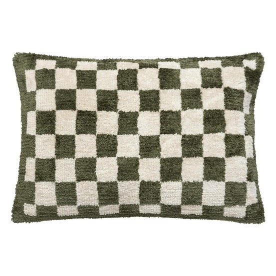 Coussin damier itha vert kaki 38x58cm
