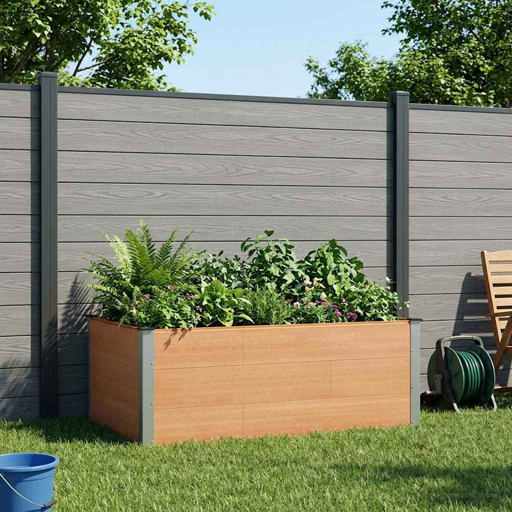 Jardinière surélevée wpc aluminium culture légumes fleurs 150x100x54cm marron
