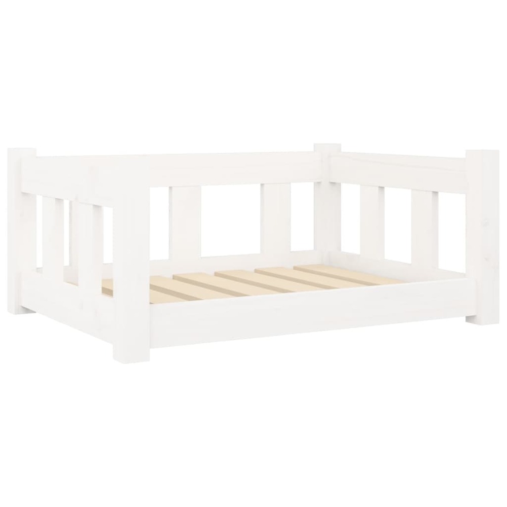 Lit pour chien panier canapé confortable 65,5 x 50,5 x 28 cm bois de pin solide blanc