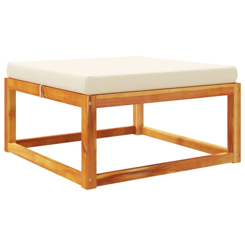 Repose-pied de jardin avec coussins bois massif d'acacia