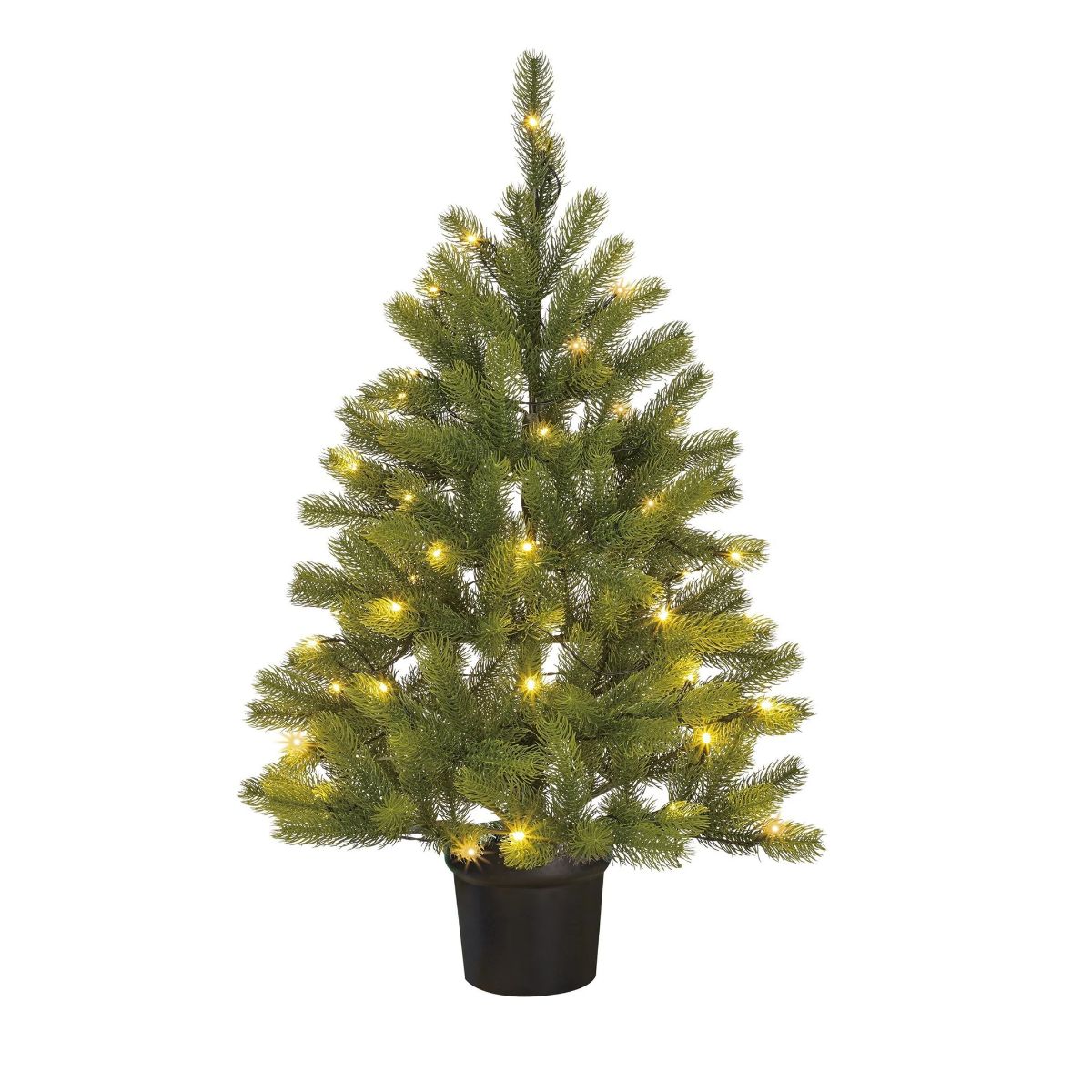 Black box trees sapin de noël artificiel nagoya avec éclairage - h90 x d42 cm - arbre dans un pot en plastique - christmas tree à