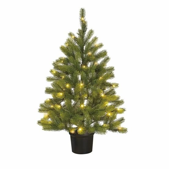 Black box trees sapin de noël artificiel nagoya avec éclairage - h90 x d42 cm - arbre dans un pot en plastique - christmas tree à
