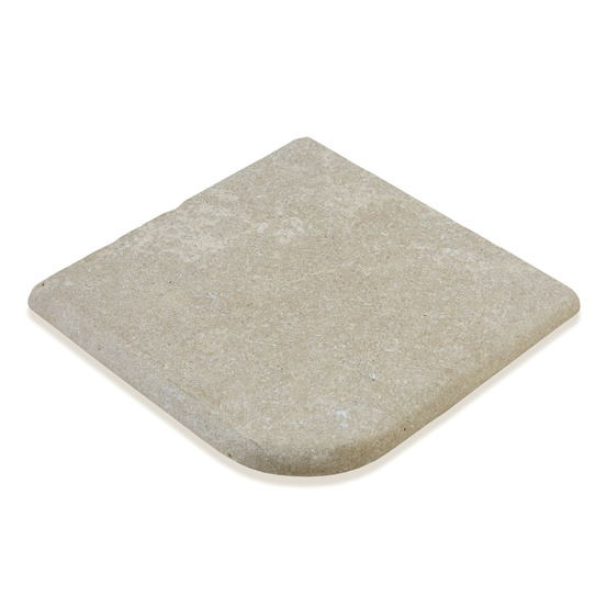 Margelle angle sortant pierre d'egypte beige 30x30x3 cm bord 1/2 rond (à l'unité) - ro'ma nature