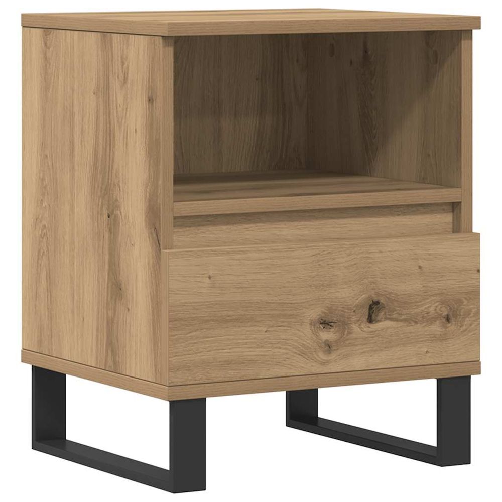 Table de chevet chêne artisanal 40x35x50 cm bois d’ingénierie