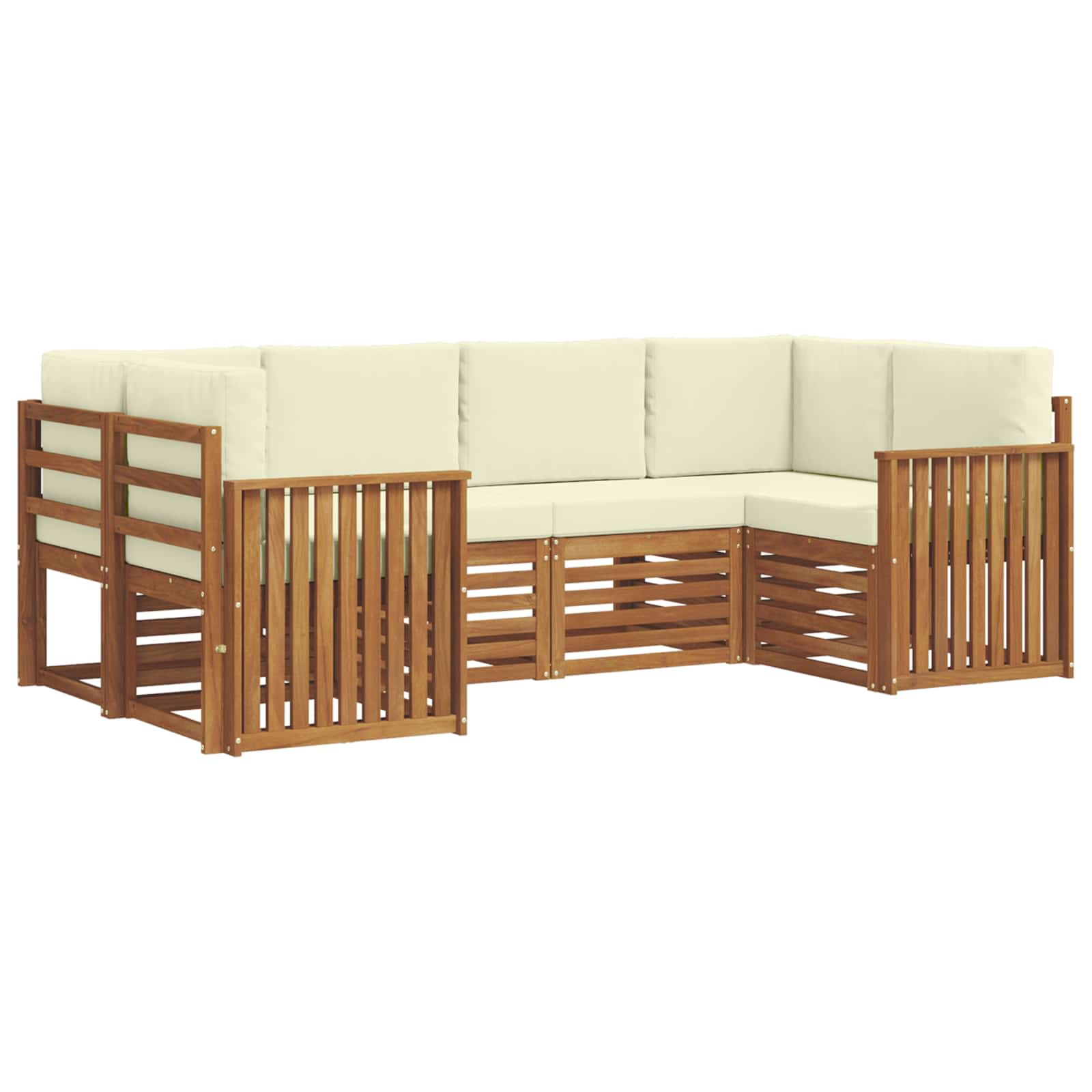 Ensemble de canapé d'angle avec coussin 6 pcs naturel et crème