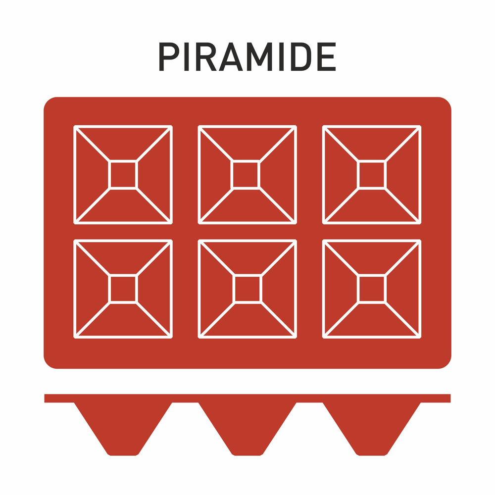 Moule silicone 6 pyramides 71x71 mm - pujadas