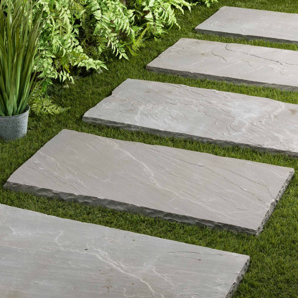 Pas japonais rectangle grès kandla gris 100x50x4 cm (à l'unité) - ro'ma nature