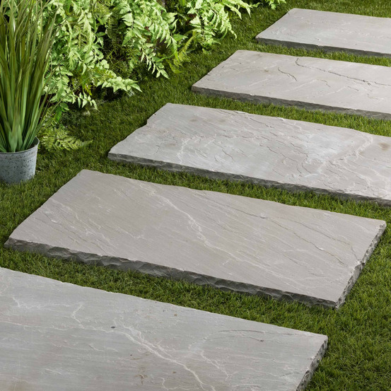 Pas japonais rectangle grès kandla gris 100x50x4 cm (à l'unité) - ro'ma nature