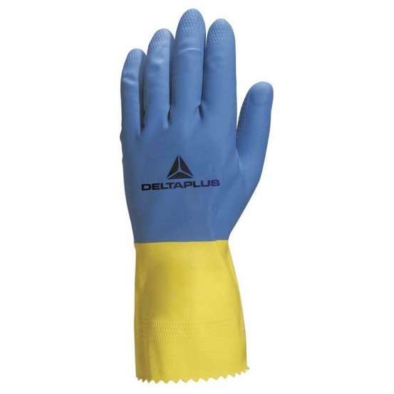 Gant trempé duocolor ve330 en latex floqué coton bleu jaunet8,5 delta plus ve330bj08