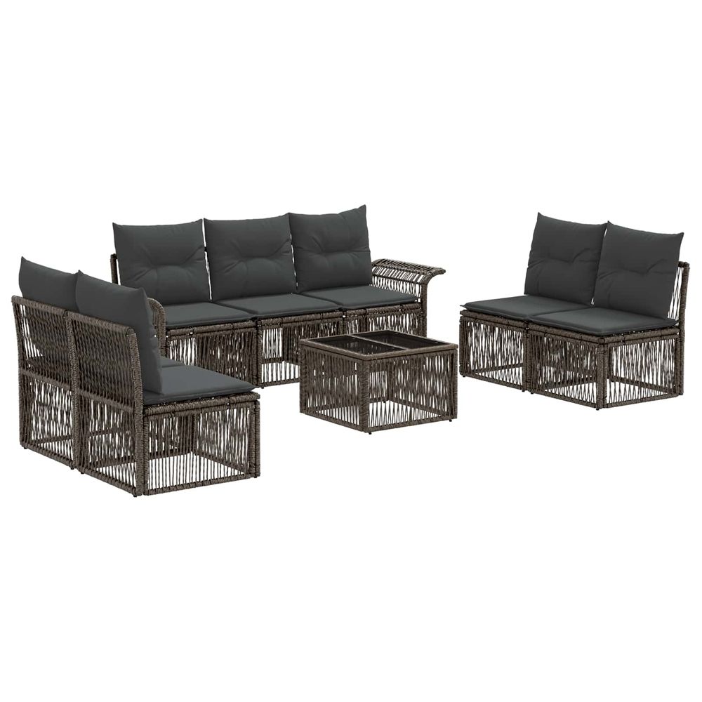Ensemble de canapé de jardin 8 pc gris polyrotin