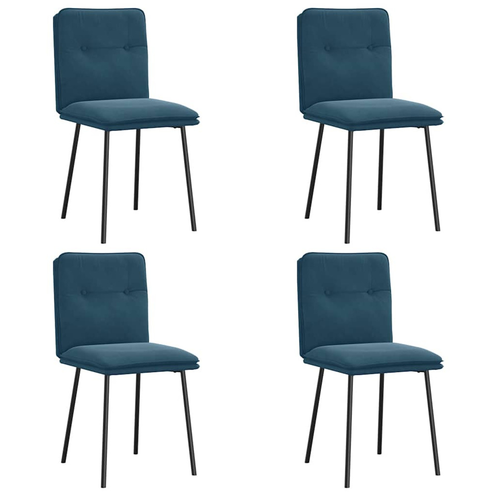 Chaises à manger lot de 4 bleu velours