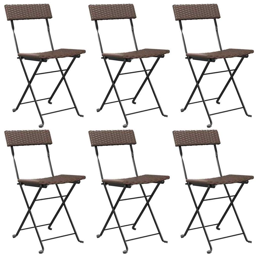 Chaises pliantes 6 pièces en polyrotin marron et acier